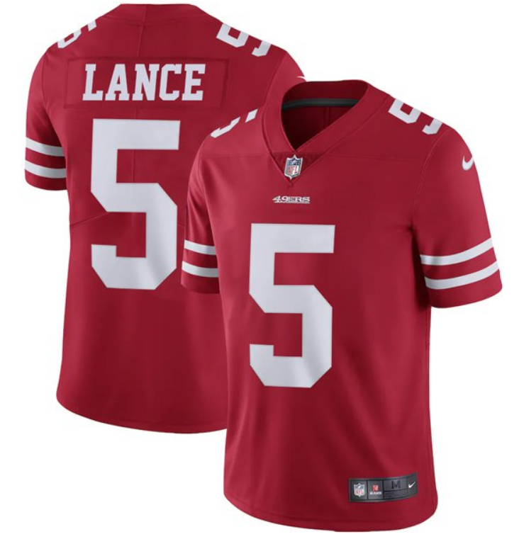 Women's San Francisco 49ers #5 Trey Lance Red Vapor Untouchable Limited Stitched Jersey(Run Small)